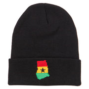 Ghana Flag Map Embroidered Long Beanie