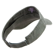 Purple Star Fish Embroidered Washed Pigment Dyed Cotton Twill Visor - Olive OSFM