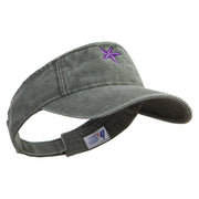 Purple Star Fish Embroidered Washed Pigment Dyed Cotton Twill Visor - Olive OSFM