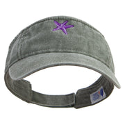 Purple Star Fish Embroidered Washed Pigment Dyed Cotton Twill Visor - Olive OSFM