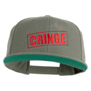 Cringe Stamp Embroidered Wool Blend Prostyle Snapback Cap - Silver OSFM