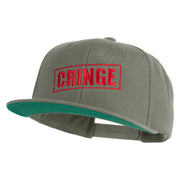 Cringe Stamp Embroidered Wool Blend Prostyle Snapback Cap - Silver OSFM