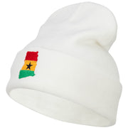 Ghana Flag Map Embroidered Long Beanie