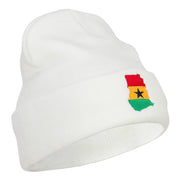 Ghana Flag Map Embroidered Long Beanie