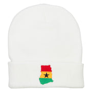 Ghana Flag Map Embroidered Long Beanie