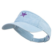 Purple Star Fish Embroidered Washed Pigment Dyed Cotton Twill Visor - Lt-Blue OSFM