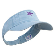 Purple Star Fish Embroidered Washed Pigment Dyed Cotton Twill Visor - Lt-Blue OSFM