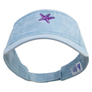 Purple Star Fish Embroidered Washed Pigment Dyed Cotton Twill Visor - Lt-Blue OSFM