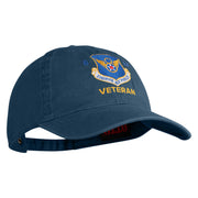 8 AF Eighth Air Force Veteran Embroidered Washed Solid Pigment Dyed Cotton Twill Brass Buckle Cap - Navy OSFM