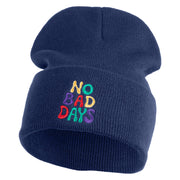 No Bad Days Bubble Letters Embroidered 12" Long Beanie - Navy OSFM