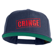 Cringe Stamp Embroidered Wool Blend Prostyle Snapback Cap - Navy OSFM