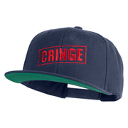 Cringe Stamp Embroidered Wool Blend Prostyle Snapback Cap - Navy OSFM