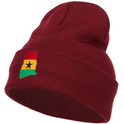 Ghana Flag Map Embroidered Long Beanie