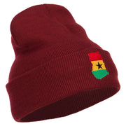 Ghana Flag Map Embroidered Long Beanie