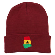 Ghana Flag Map Embroidered Long Beanie