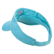 Purple Star Fish Embroidered Washed Pigment Dyed Cotton Twill Visor - Aqua OSFM