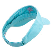 Purple Star Fish Embroidered Washed Pigment Dyed Cotton Twill Visor - Aqua OSFM