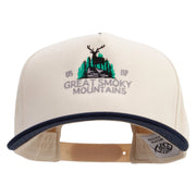 Great Smoky Mountains Embroidered Premium Pro Style 5 Panels Cap - Navy-Stone OSFM