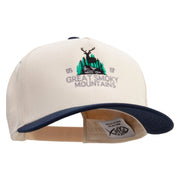 Great Smoky Mountains Embroidered Premium Pro Style 5 Panels Cap - Navy-Stone OSFM