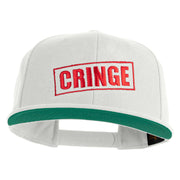 Cringe Stamp Embroidered Wool Blend Prostyle Snapback Cap - White OSFM