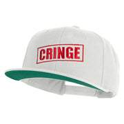 Cringe Stamp Embroidered Wool Blend Prostyle Snapback Cap - White OSFM