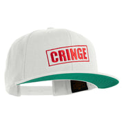 Cringe Stamp Embroidered Wool Blend Prostyle Snapback Cap - White OSFM