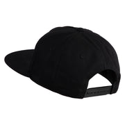 Skibidi Phrase Embroidered 5 Panel Cotton High Profile Flat Bill Unstructured Cap - Black OSFM