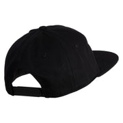 Skibidi Phrase Embroidered 5 Panel Cotton High Profile Flat Bill Unstructured Cap - Black OSFM