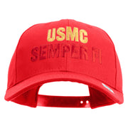 USMC Semper Fi Embroidered 6 Panel Structured Cotton Twill Cap Made in USA - Red OSFM