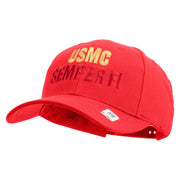 USMC Semper Fi Embroidered 6 Panel Structured Cotton Twill Cap Made in USA - Red OSFM