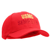 USMC Semper Fi Embroidered 6 Panel Structured Cotton Twill Cap Made in USA - Red OSFM