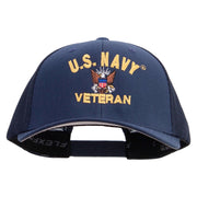 Licensed US Navy Veteran Embroidered Flexfit Mesh Trucker Cap - Navy OSFM