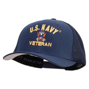 Licensed US Navy Veteran Embroidered Flexfit Mesh Trucker Cap - Navy OSFM