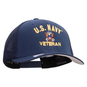 Licensed US Navy Veteran Embroidered Flexfit Mesh Trucker Cap - Navy OSFM