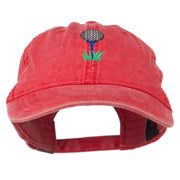 Golf Ball on Golf Tee Embroidered Washed Cotton Cap