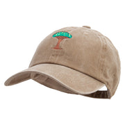 Dragon Blood Tree Embroidered Unstructured Pigment Dyed Cotton Cap - Khaki OSFM