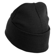 Keep Going Embroidered 12" Knit Cuff Long Beanie - Black OSFM