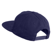 Skibidi Phrase Embroidered 5 Panel Cotton High Profile Flat Bill Unstructured Cap - Navy OSFM