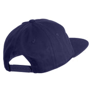 Skibidi Phrase Embroidered 5 Panel Cotton High Profile Flat Bill Unstructured Cap - Navy OSFM