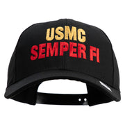 USMC Semper Fi Embroidered 6 Panel Structured Cotton Twill Cap Made in USA - Black OSFM