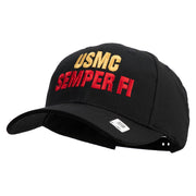 USMC Semper Fi Embroidered 6 Panel Structured Cotton Twill Cap Made in USA - Black OSFM