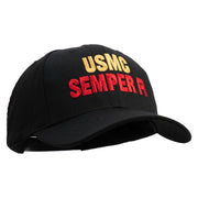 USMC Semper Fi Embroidered 6 Panel Structured Cotton Twill Cap Made in USA - Black OSFM