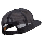 Bear Caught Fish Embroidered 5 Panel Mesh Trucker Snapback Cap - Black OSFM