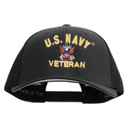 Licensed US Navy Veteran Embroidered Flexfit Mesh Trucker Cap - Black OSFM