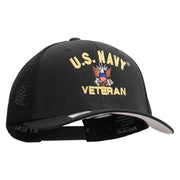 Licensed US Navy Veteran Embroidered Flexfit Mesh Trucker Cap - Black OSFM