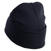 Keep Going Embroidered 12" Knit Cuff Long Beanie - Navy OSFM