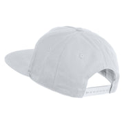Skibidi Phrase Embroidered 5 Panel Cotton High Profile Flat Bill Unstructured Cap - White OSFM