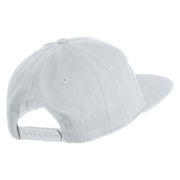 Skibidi Phrase Embroidered 5 Panel Cotton High Profile Flat Bill Unstructured Cap - White OSFM
