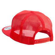 Bear Caught Fish Embroidered 5 Panel Mesh Trucker Snapback Cap - Red OSFM