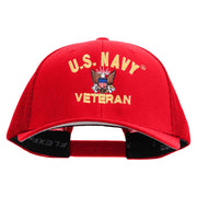 Licensed US Navy Retired Embroidered Flexfit Mesh Trucker Cap - Red OSFM